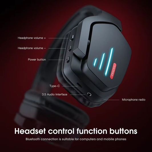 B60 Wireless Gaming Headset with LED Light | Rotatable Bluetooth Stereo Strong Bass Headset